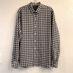 Bonobos grey checkered flannel long sleeves button front shirt Sz L